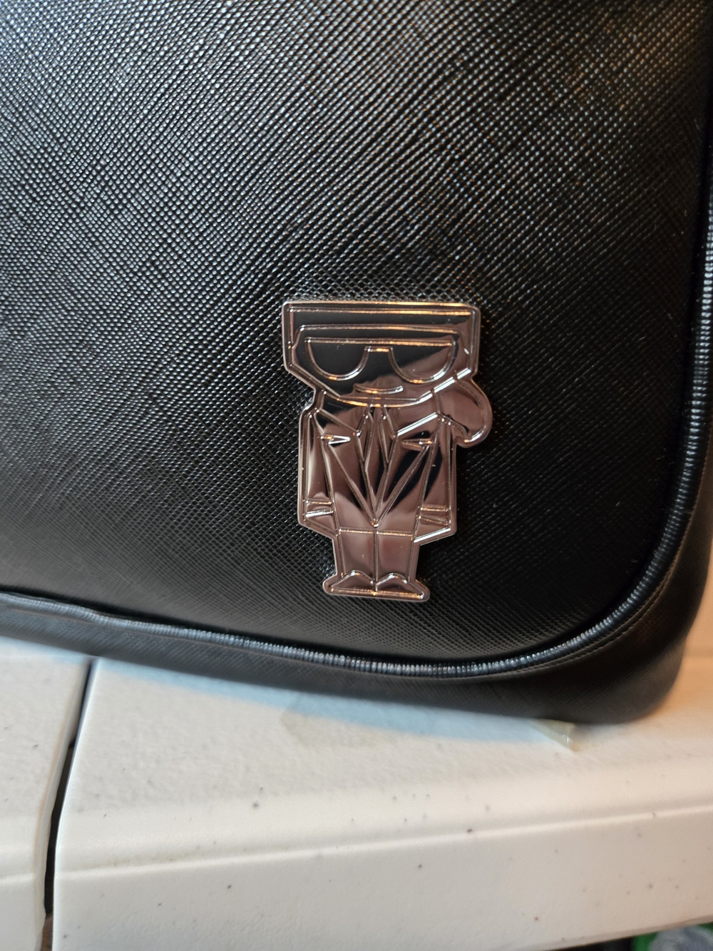 Karl Lagerfeld Black Saffiano Backpack - Logo Front - Picture 5 of 11